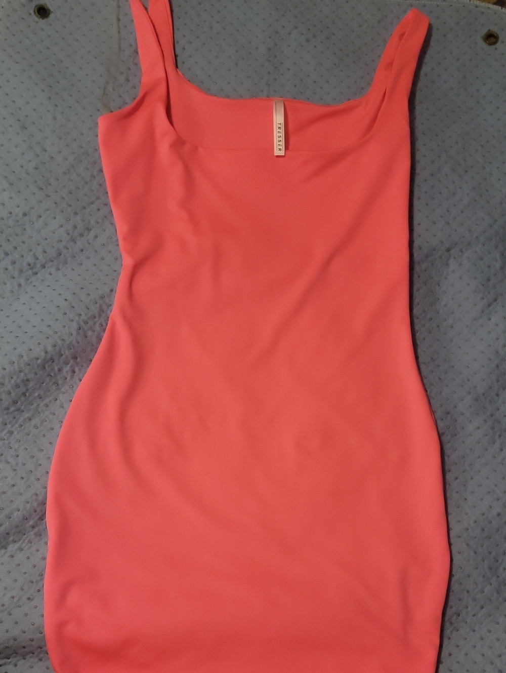 Cute body Con Women’s Coral Pink Square-Neck Tank Dress